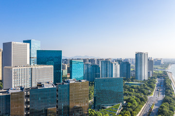 Fototapeta premium panoramic city skyline in hangzhou china