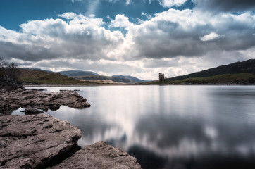 Ardvreck Castle on the banks of Loch Assynt in Scotland