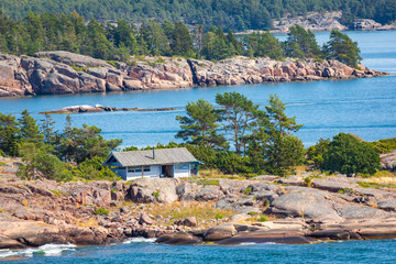 Picturesque landscape with island. at Baltic Sea. Aland Islands, Finland. Europe.