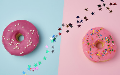 round donuts on a colored background