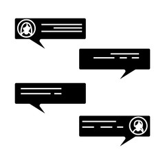 Glyph speech icon set. Dialogue, chatting, communication.