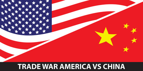Trade war, USA versus China. America-China tariff business global exchange international.