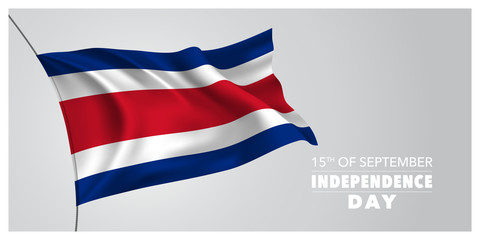 Costa Rica happy independence day greeting card, banner, horizontal vector illustration