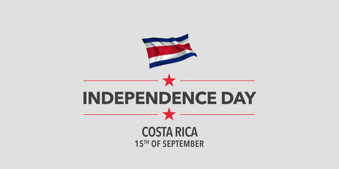 Costa Rica happy independence day greeting card, banner, vector illustration