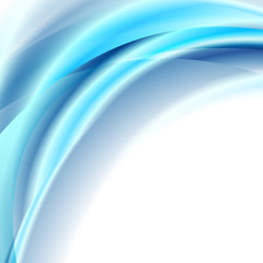 Bright blue smooth liquid flowing waves abstract elegant background. Vector design