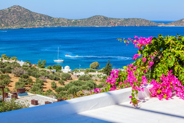 Panoramic view of the town Elounda, Crete, Greece. - obrazy, fototapety, plakaty
