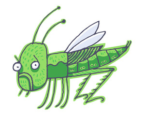 Green Grasshopper. Funny character