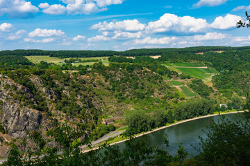 view on rock Loreley, river Rhine and valley. Unesco heritage, Germany