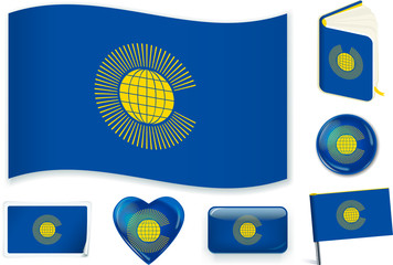 Commonwealth flag. Vector illustration 3 layers. Shadows, flat flag, lights and shadows.