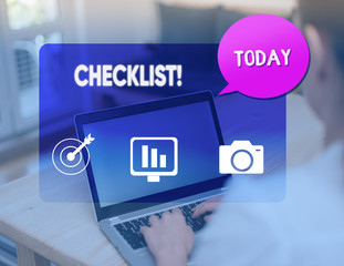 Word writing text Checklist. Business photo showcasing list items required things be done or points considered