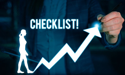 Writing note showing Checklist. Business concept for list items required things be done or points...