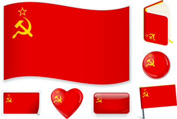 Soviet Union. Vector illustration. 3 layers. Shadows, flat flag, lights and shadows.