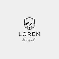 Mountain Logo Vector line design landscape symbol