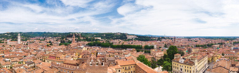 Fototapeta na wymiar Panoramic view of the northeast of the city of Verona from the Lamberti tower