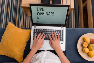 Handwriting text Live Webinar. Conceptual photo presentation lecture or seminar transmitted over Web