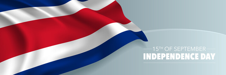 Costa Rica happy independence day vector banner, greeting card