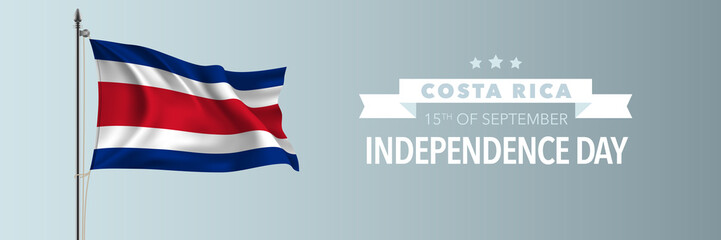 Costa Rica happy independence day greeting card, banner vector illustration