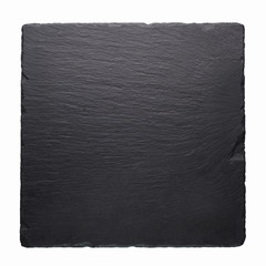 Black stone square tile isolated at white background.