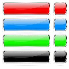 Colored buttons set. Shiny 3d glass icons