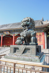 Bronze lion guarding the Summer Palace, the former imperial garden