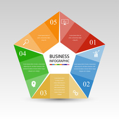 Business InfoGraphics, Geometry, Pentagon Design, Marketing presentation, section banner