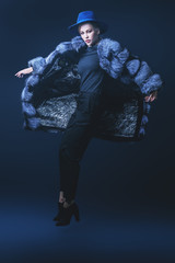 jumping fashion woman