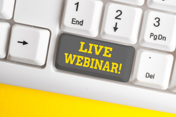 Handwriting text writing Live Webinar. Conceptual photo presentation lecture or seminar transmitted...