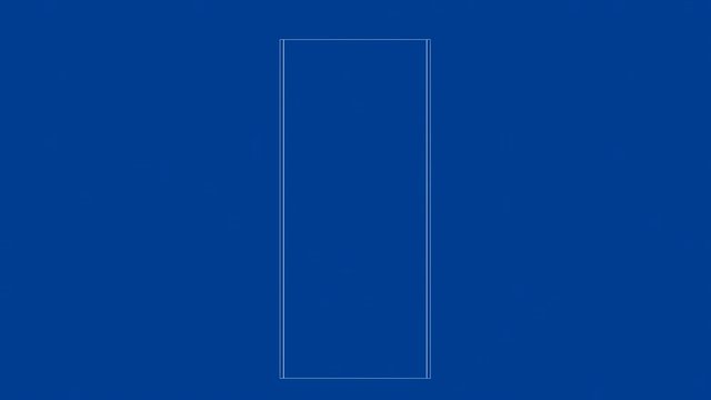 3d wire-frame model of modern wardrobe on blue background