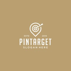 Target logo design for business. Pin with dartboard logo. Element for web, mobile or print.