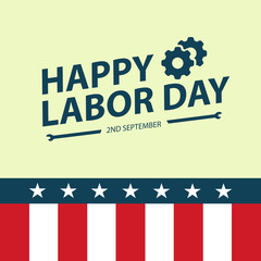 Labor Day celebration banner with USA flag and text.