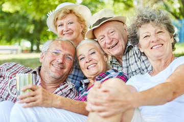 Happy seniors on a summer outing