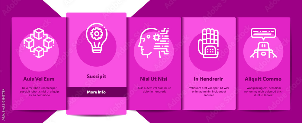 Aufkleber artificial intelligence vector onboarding mobile app page screen. artificial intelligence details bi