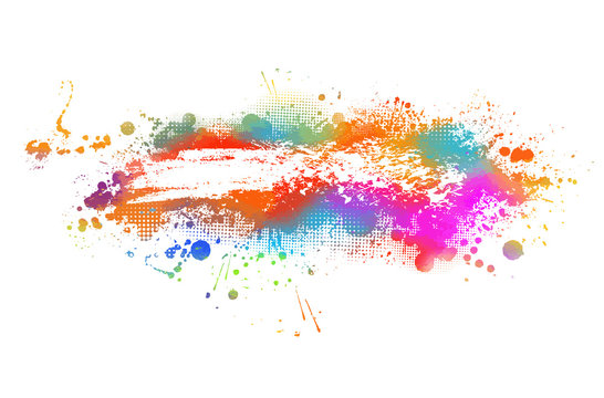 Rainbow colored paint stains on a white background. Vector illustration.