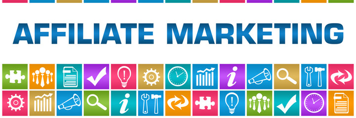 Affiliate Marketing Colorful Box Grid Business Symbols 