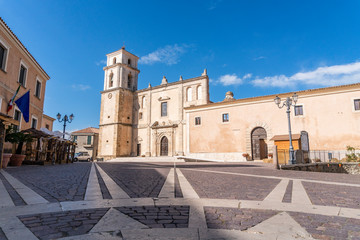 Main square with medieval cathedral in Santa Severina, Italy © eunikas