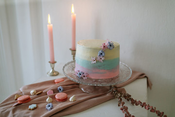 wedding cake on the background of wedding details