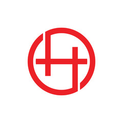 Obraz premium letter h circle geometric line logo vector