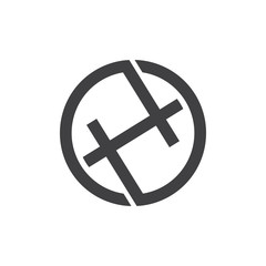 Printletter h circle geometric line logo vector