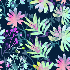 Flower print in bright colors - seamless background - Vector editable pattern lower edible, painted, digital art, spring summer, pretty background, graphic flowers nature