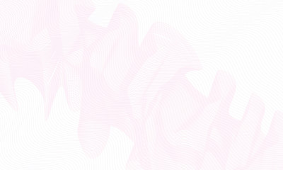 Watermark design in pastel pink, violet hue. Art line pattern. Ruched ribbon. Squiggly subtle curves. Abstract vector cheque, ticket, banner, certificate template. Tech background. EPS10 illustration