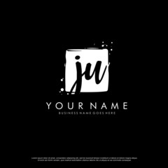 J U JU initial square logo template vector