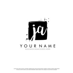 J A JA initial square logo template vector