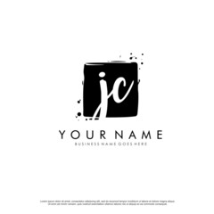 J C JC initial square logo template vector