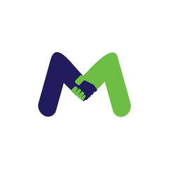 letter m handshake colorful symbol logo vector