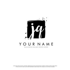 J Q JQ initial square logo template vector
