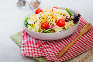 Dutch Mimolette egg pasta salad