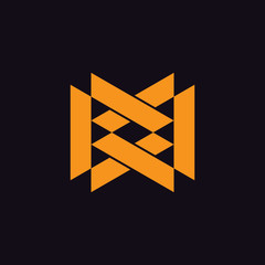 letter mw linked triangle geometric logo vector