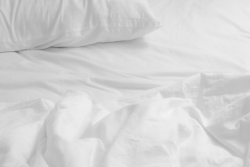 Close up of bedding sheets with copy space.