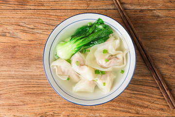 Chinese wonton dumpling in clear soup