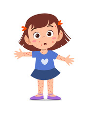 kid girl having chicken pox vector